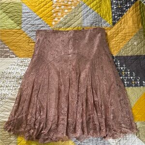 Anthropologie Dusty Rose Lace A-Line Skirt